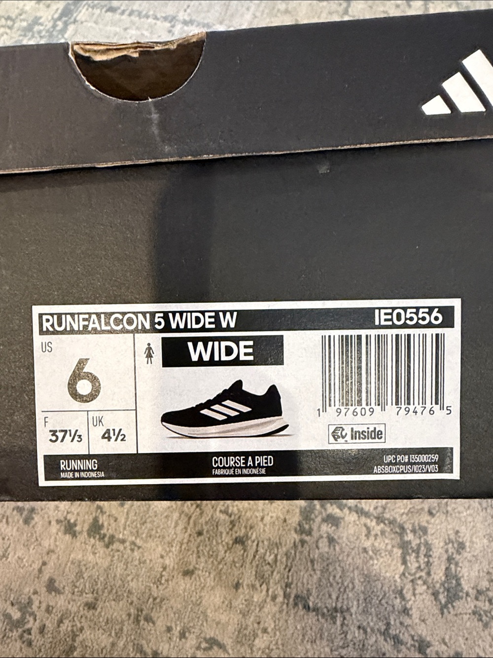 Brand new Adidas Runfalcon 5 Wide Women’s Running Shoes Black Size 6